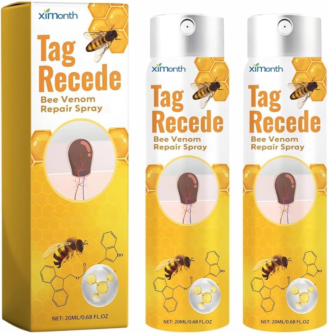 Pack (2 boites )Spray TagRecede de  au venin d'abeille pour traitement les verrues